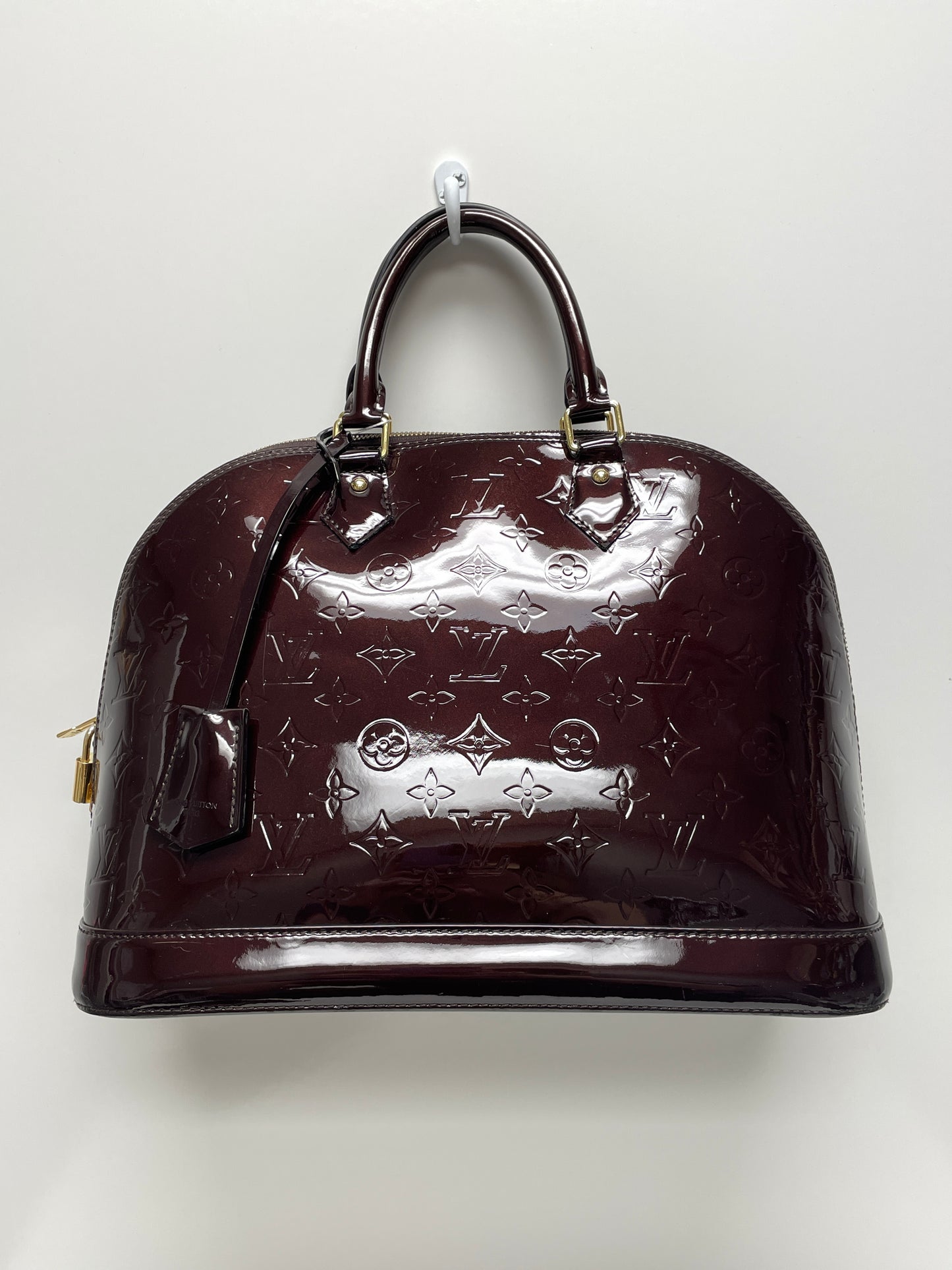 Louis Vuitton Handbag Amarante Maroon Monogram Vernis Alma MM w/ Sarah Wallet 2014