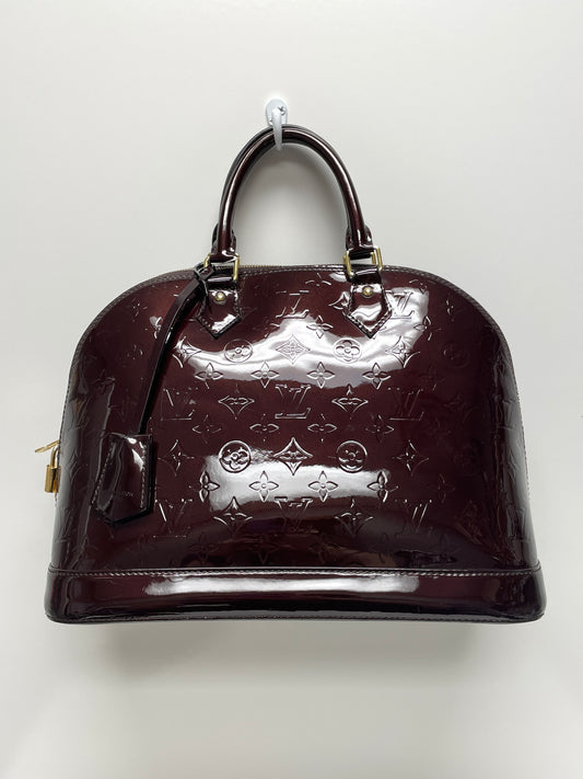 Louis Vuitton Handbag Amarante Maroon Monogram Vernis Alma MM w/ Sarah Wallet 2014