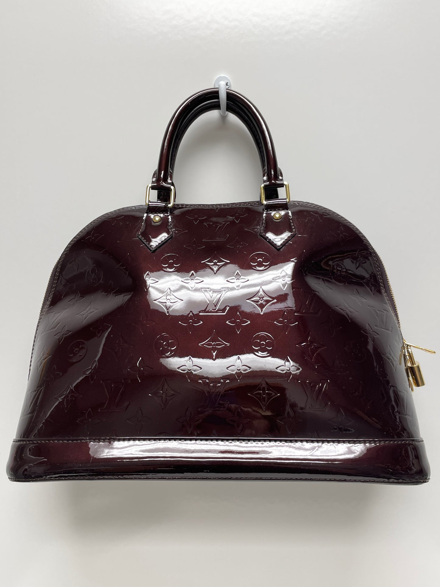 Louis Vuitton Handbag Amarante Maroon Monogram Vernis Alma MM w/ Sarah Wallet 2014