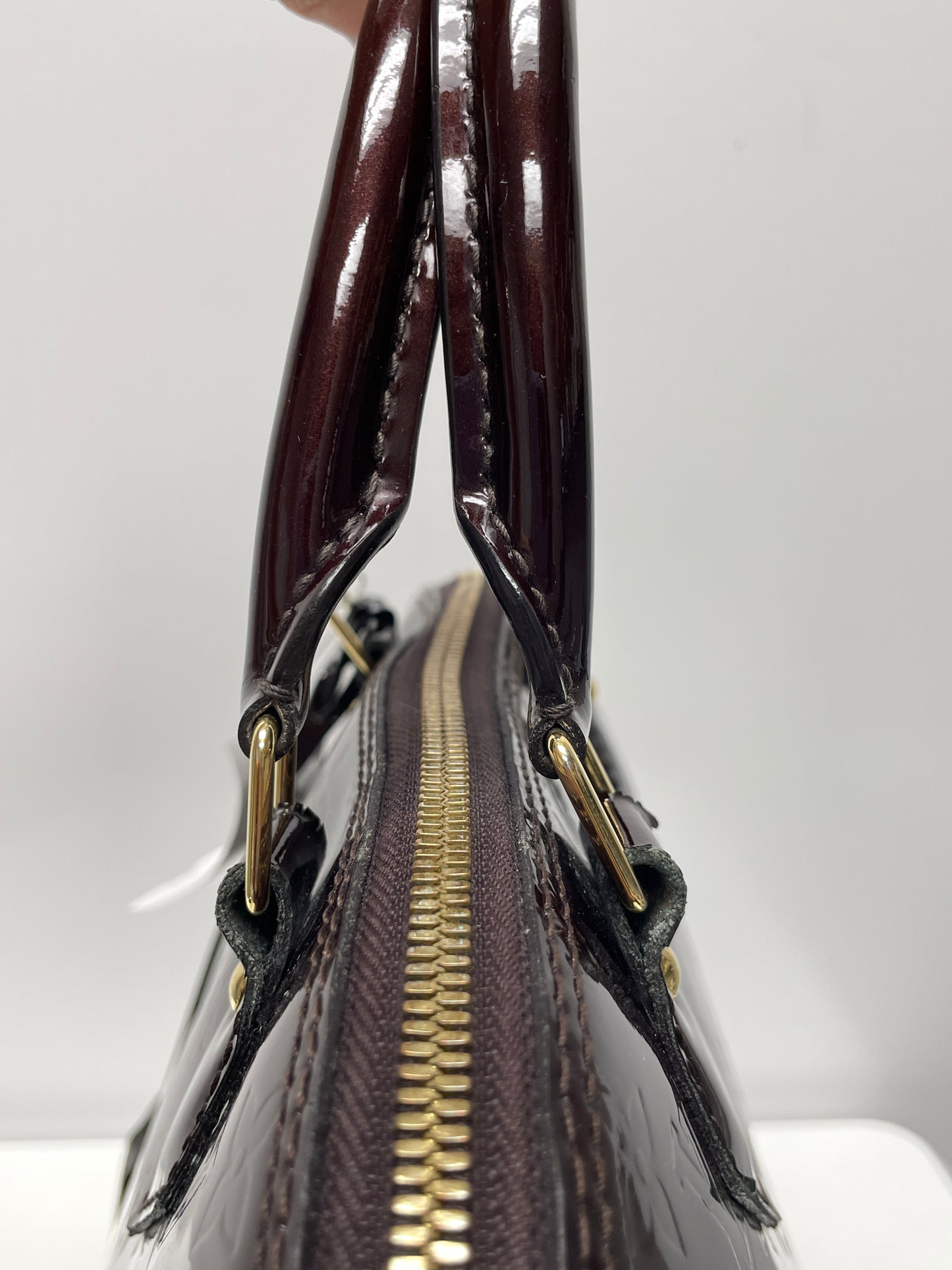 Louis Vuitton Handbag Amarante Maroon Monogram Vernis Alma MM w/ Sarah Wallet 2014