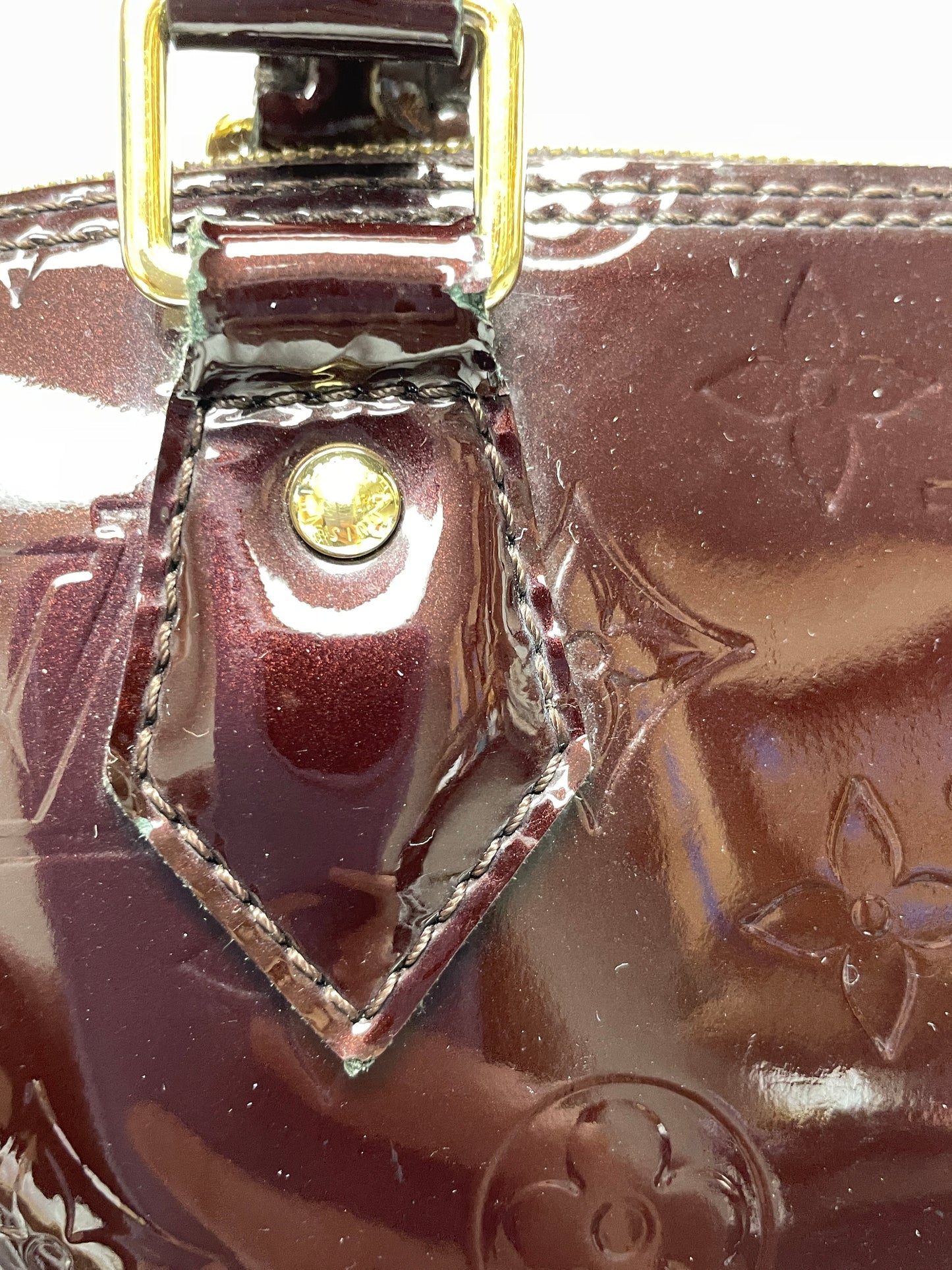 Louis Vuitton Handbag Amarante Maroon Monogram Vernis Alma MM w/ Sarah Wallet 2014
