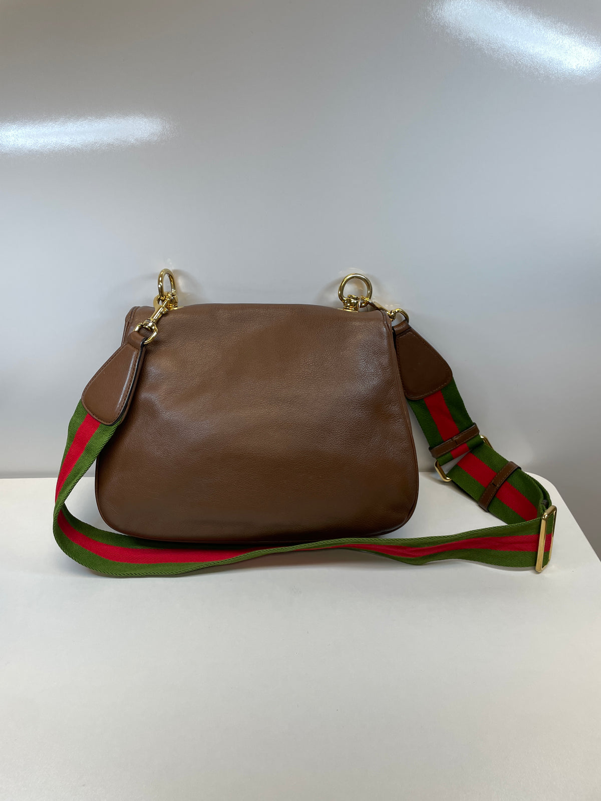 Gucci Handbag Brown Blondi Leather Shoulder Bag (as is logo scratches) Medium