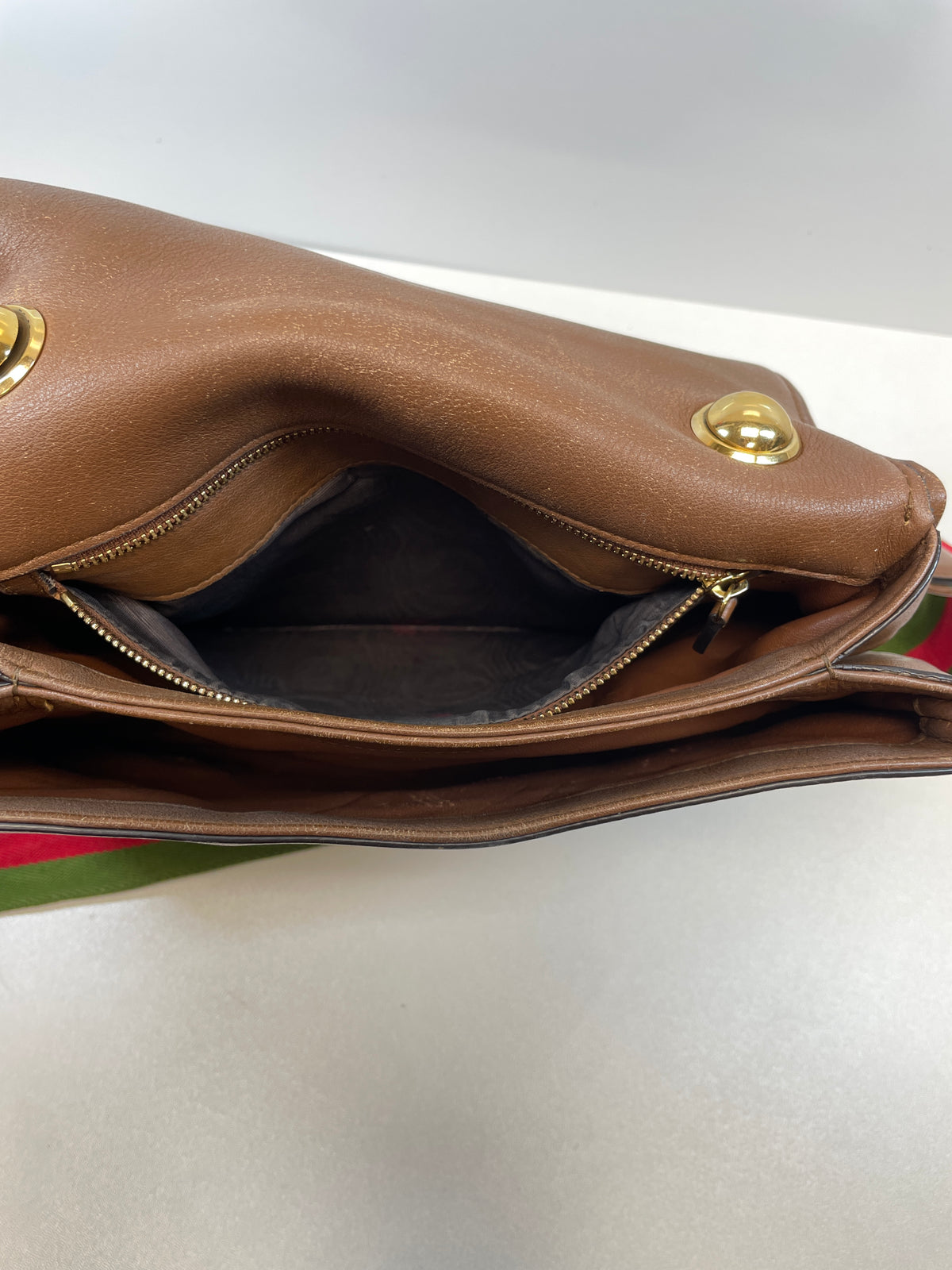 Gucci Handbag Brown Blondi Leather Shoulder Bag (as is logo scratches) Medium