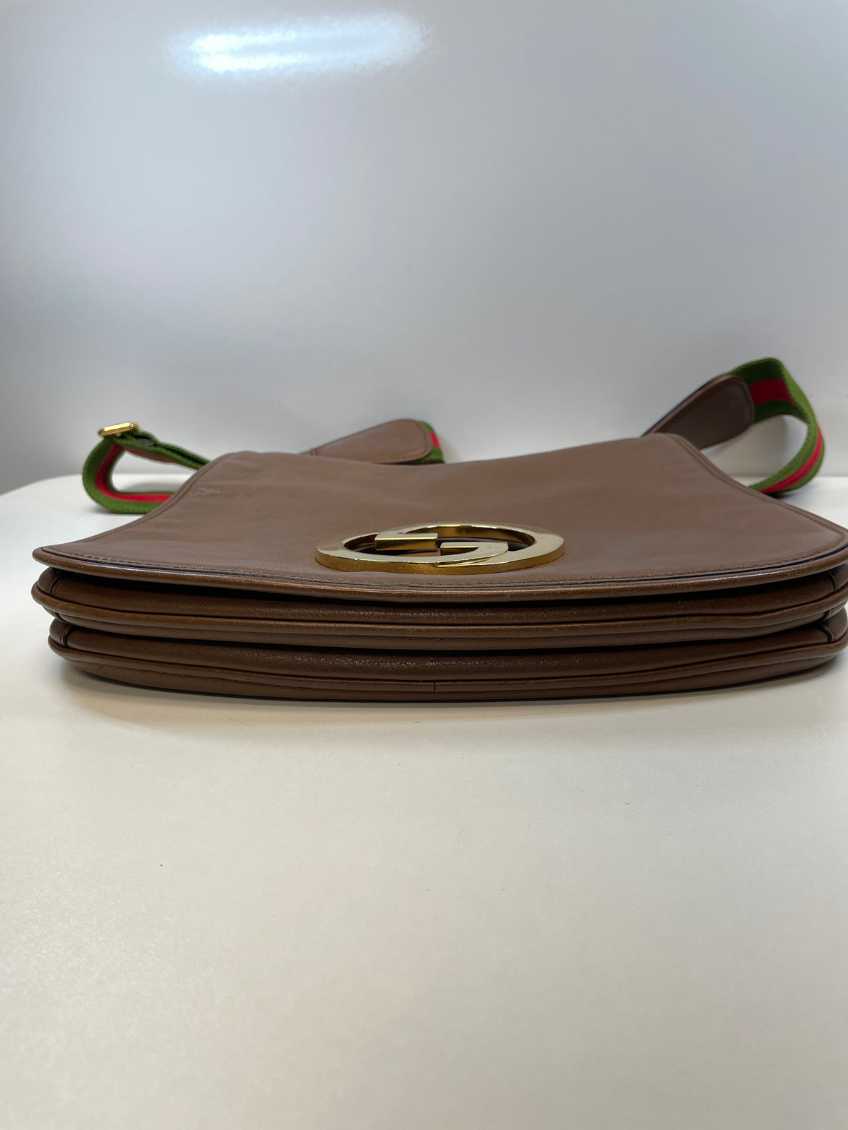 Gucci Handbag Brown Blondi Leather Shoulder Bag (as is logo scratches) Medium