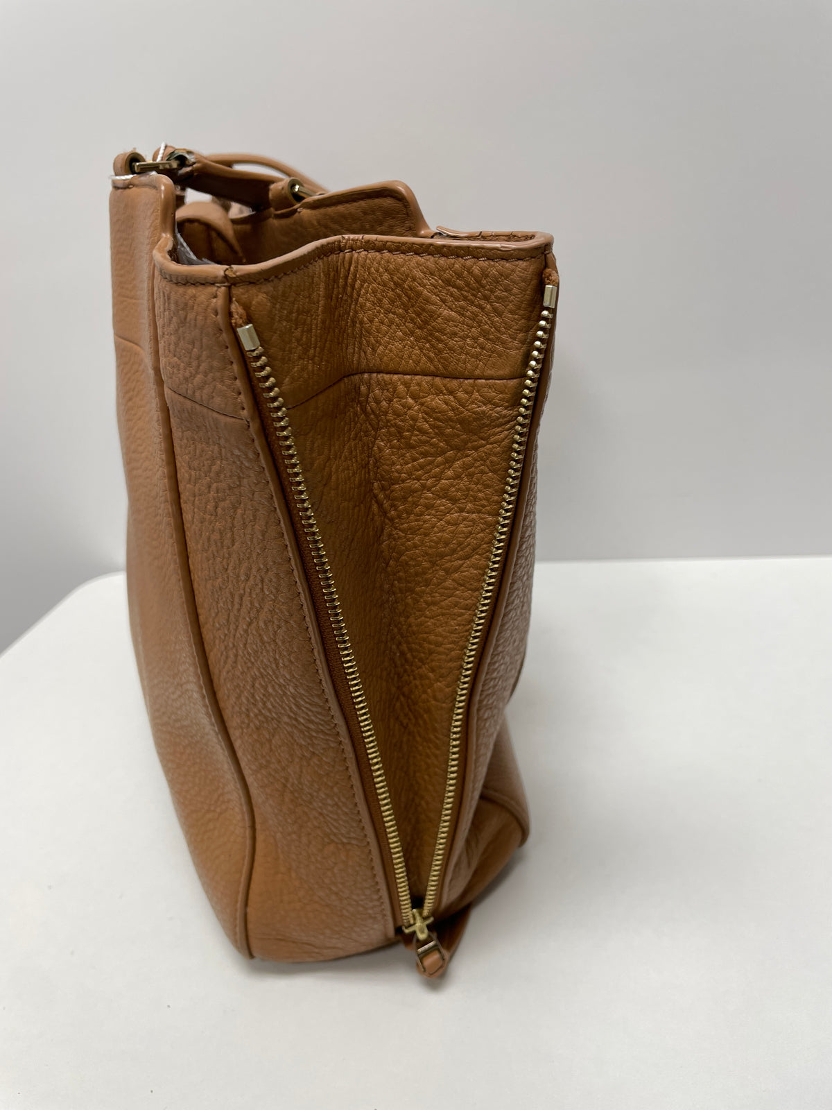 Tory Burch Handbag Camel Ivy Tote Pebbled Side Zip
