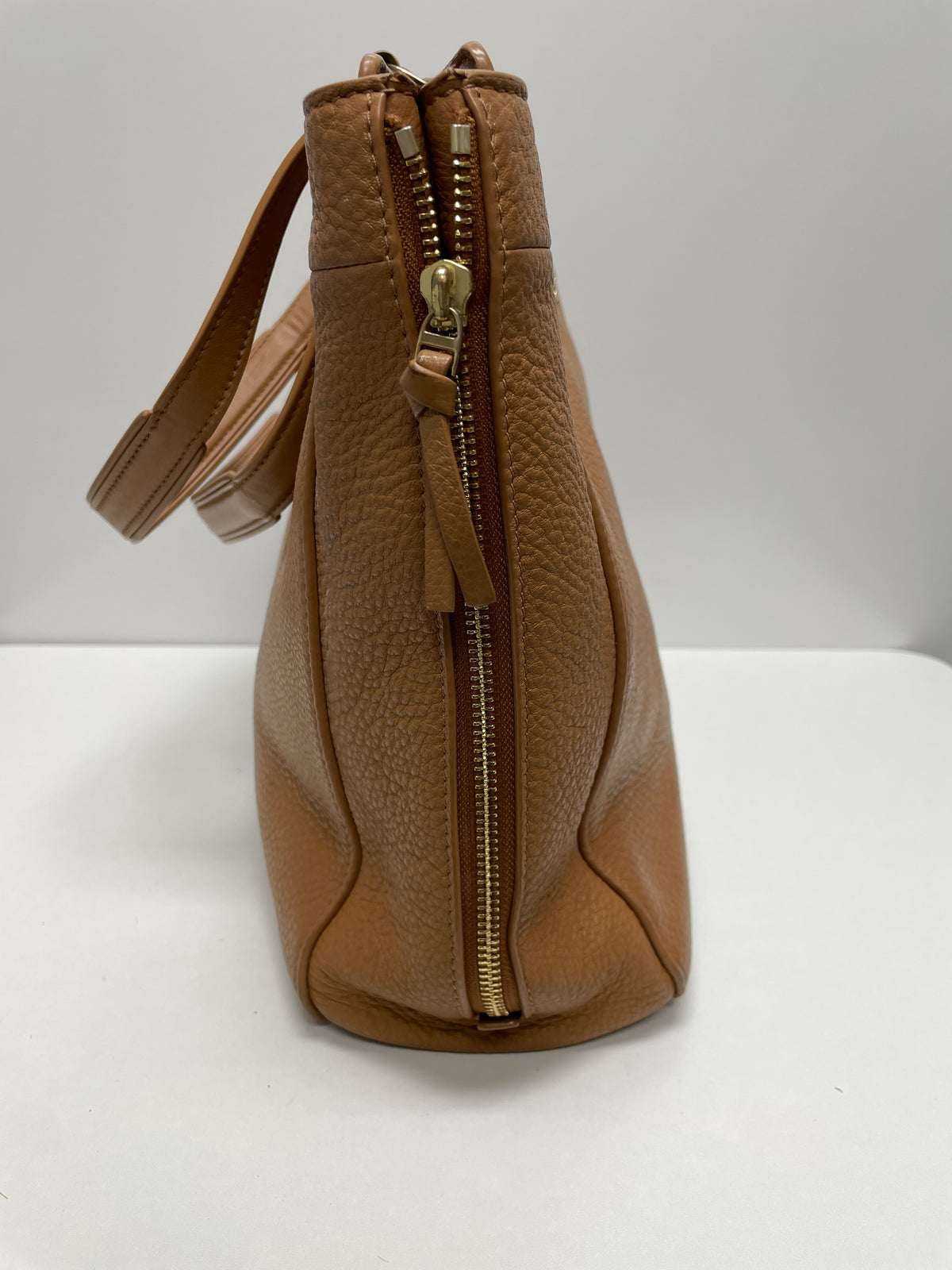 Tory Burch Handbag Camel Ivy Tote Pebbled Side Zip