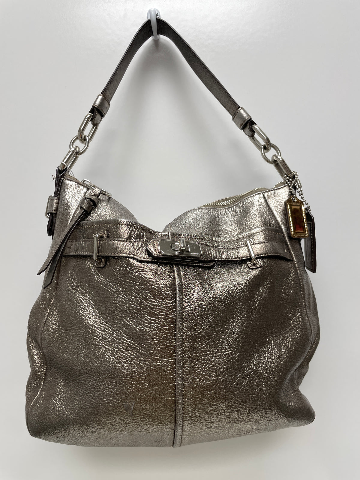 Coach Handbag Silver Chelsea AShlyn Metallic Hobo 2011 (corner wear) 13211