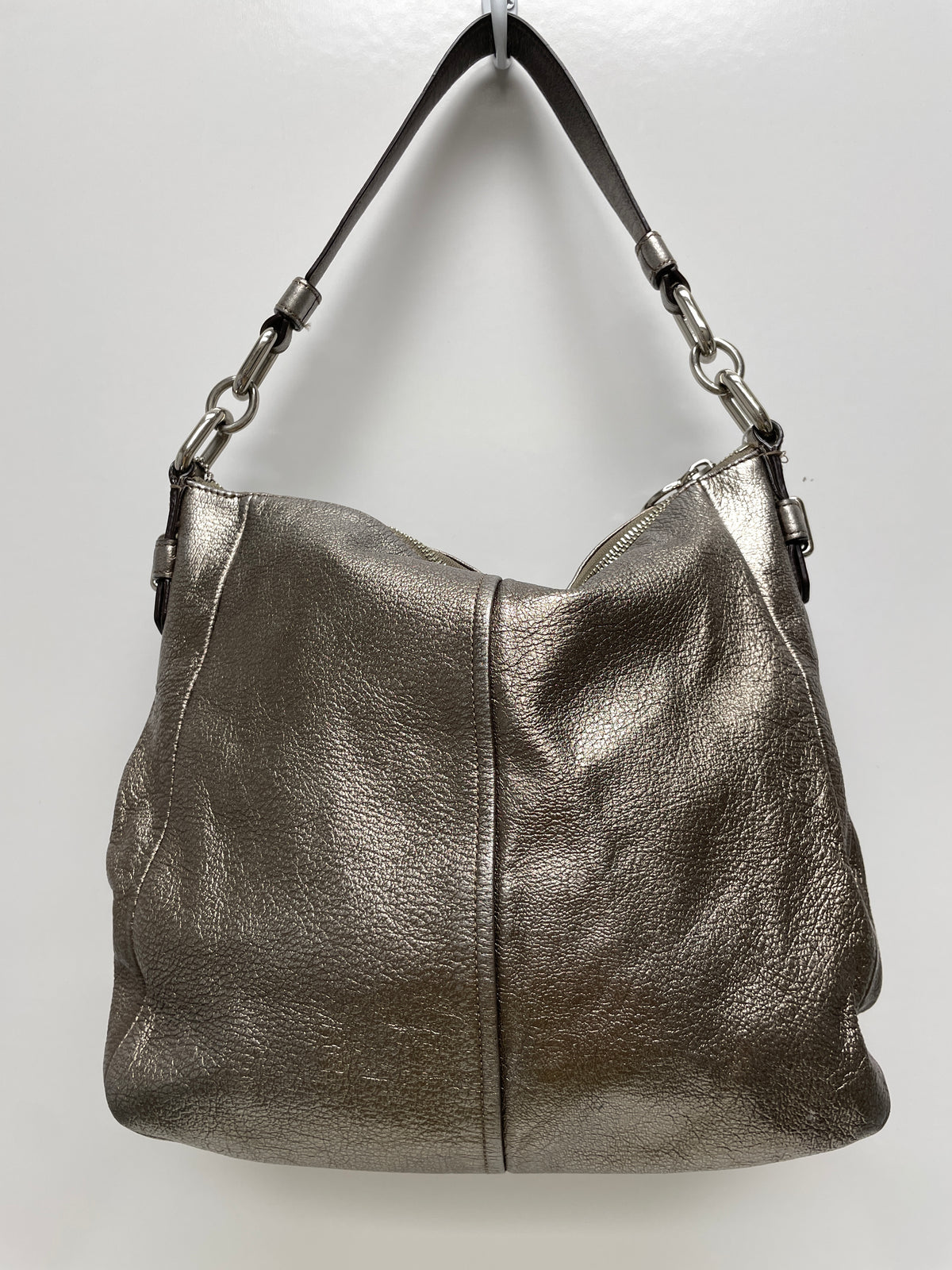 Coach Handbag Silver Chelsea AShlyn Metallic Hobo 2011 (corner wear) 13211