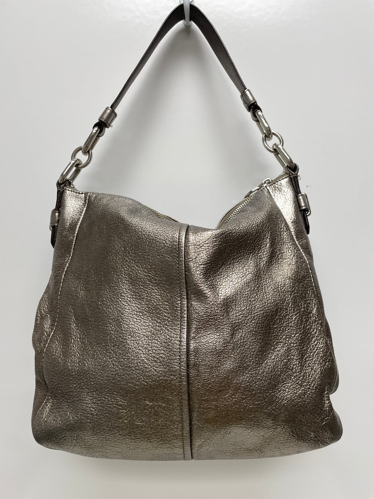 Coach Handbag Silver Chelsea AShlyn Metallic Hobo 2011 (corner wear) 13211