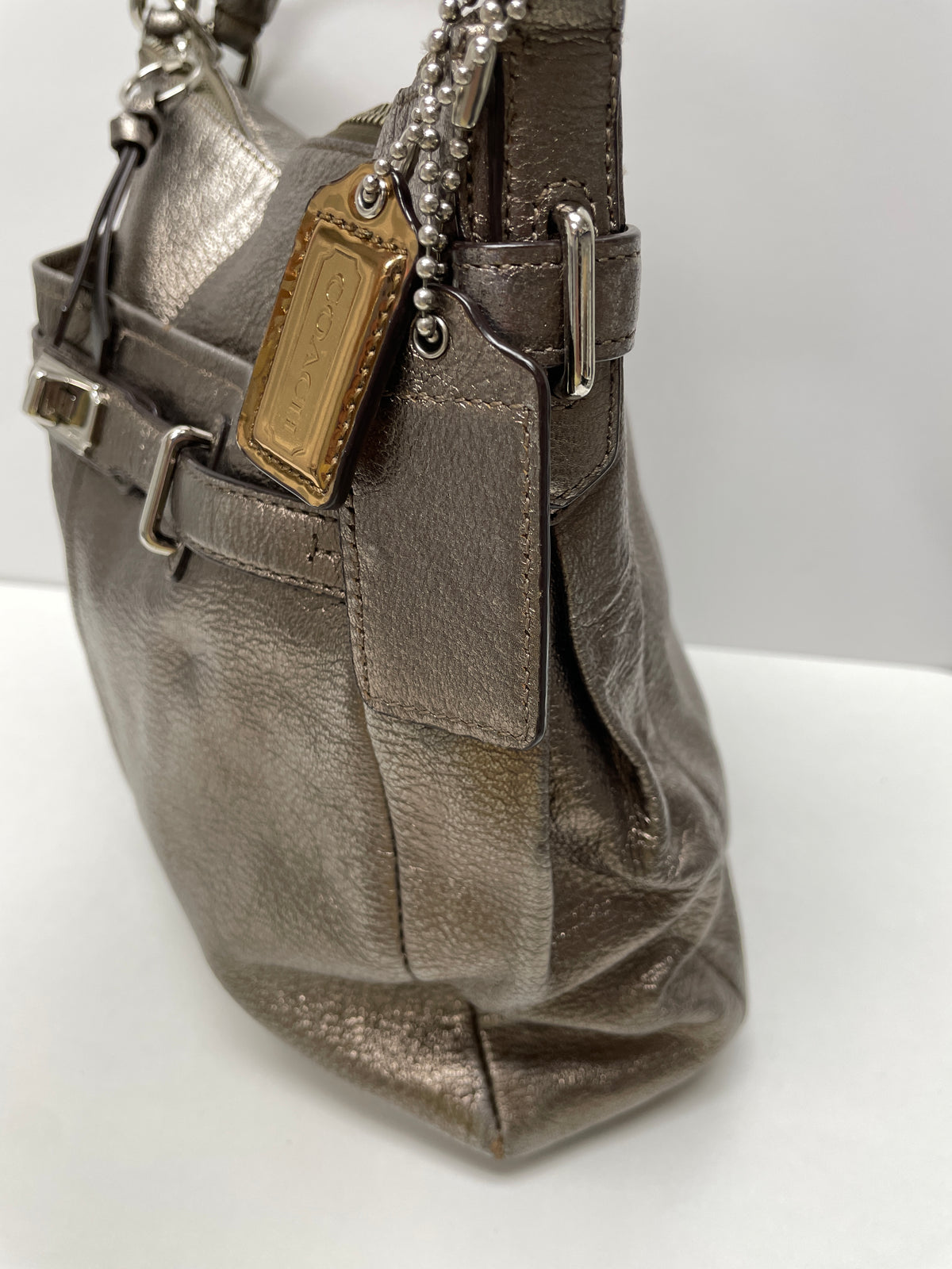 Coach Handbag Silver Chelsea AShlyn Metallic Hobo 2011 (corner wear) 13211