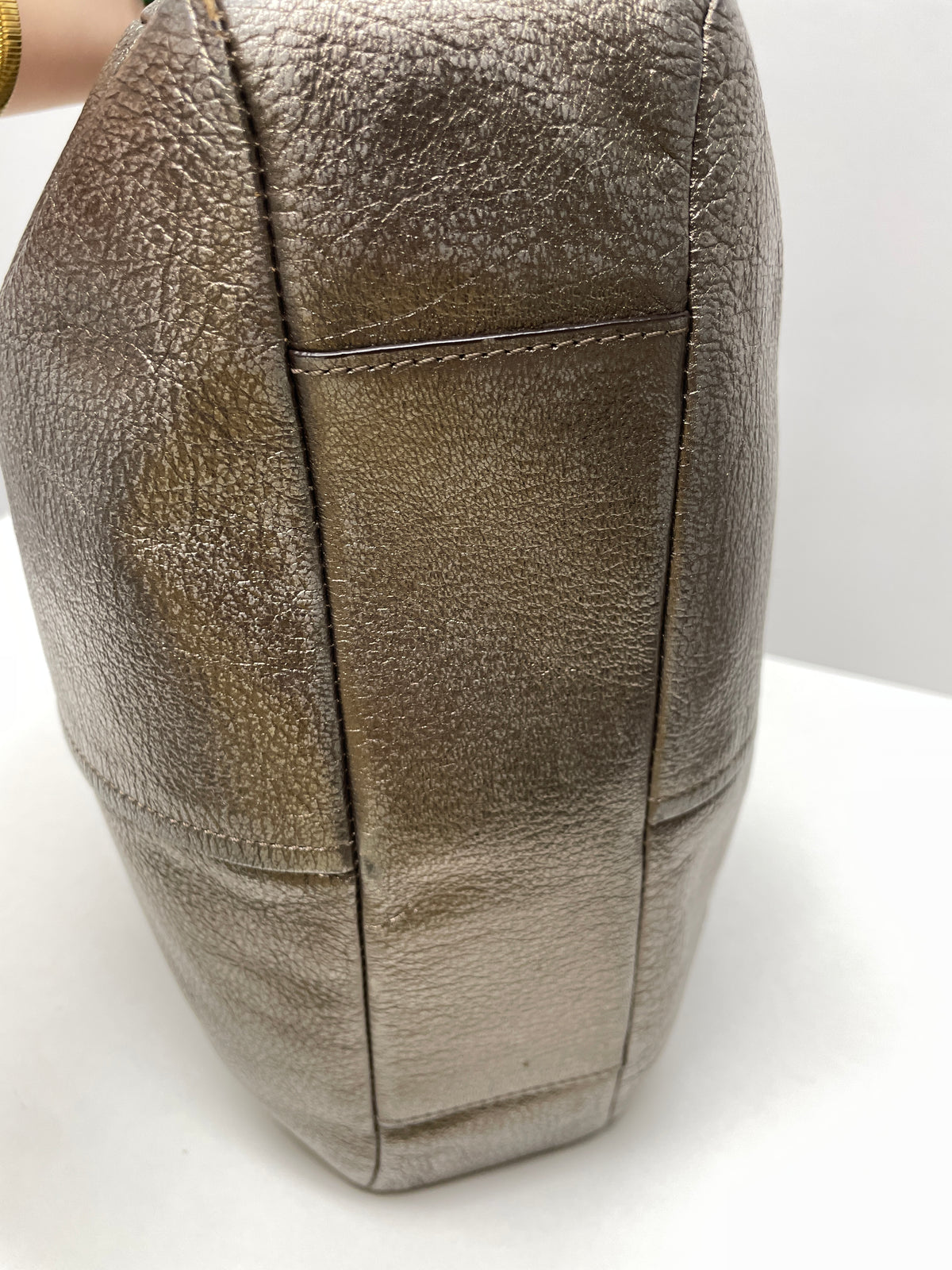 Coach Handbag Silver Chelsea AShlyn Metallic Hobo 2011 (corner wear) 13211