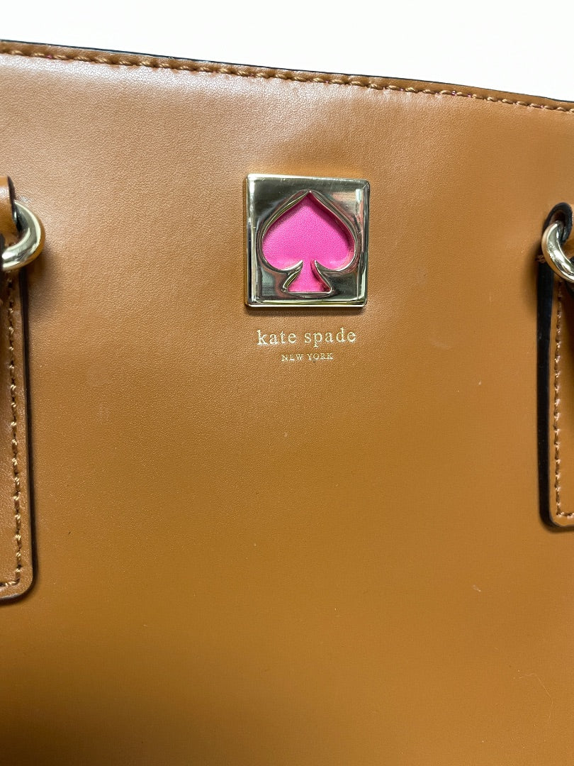 Kate Spade Laptop Bag Brown & Pink Leather Tote