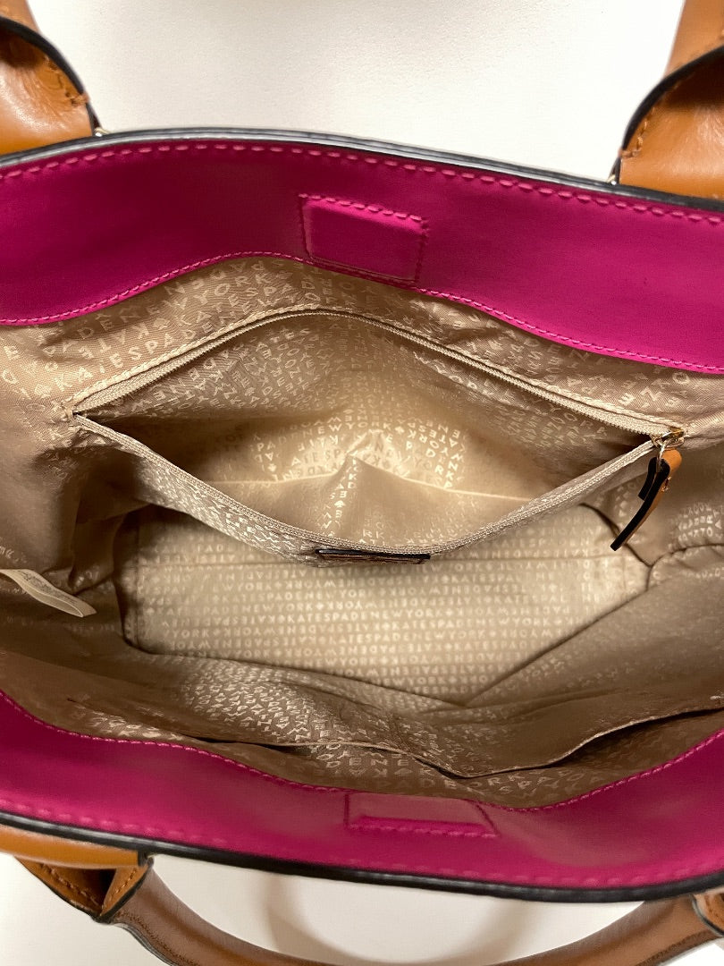 Kate Spade Laptop Bag Brown & Pink Leather Tote