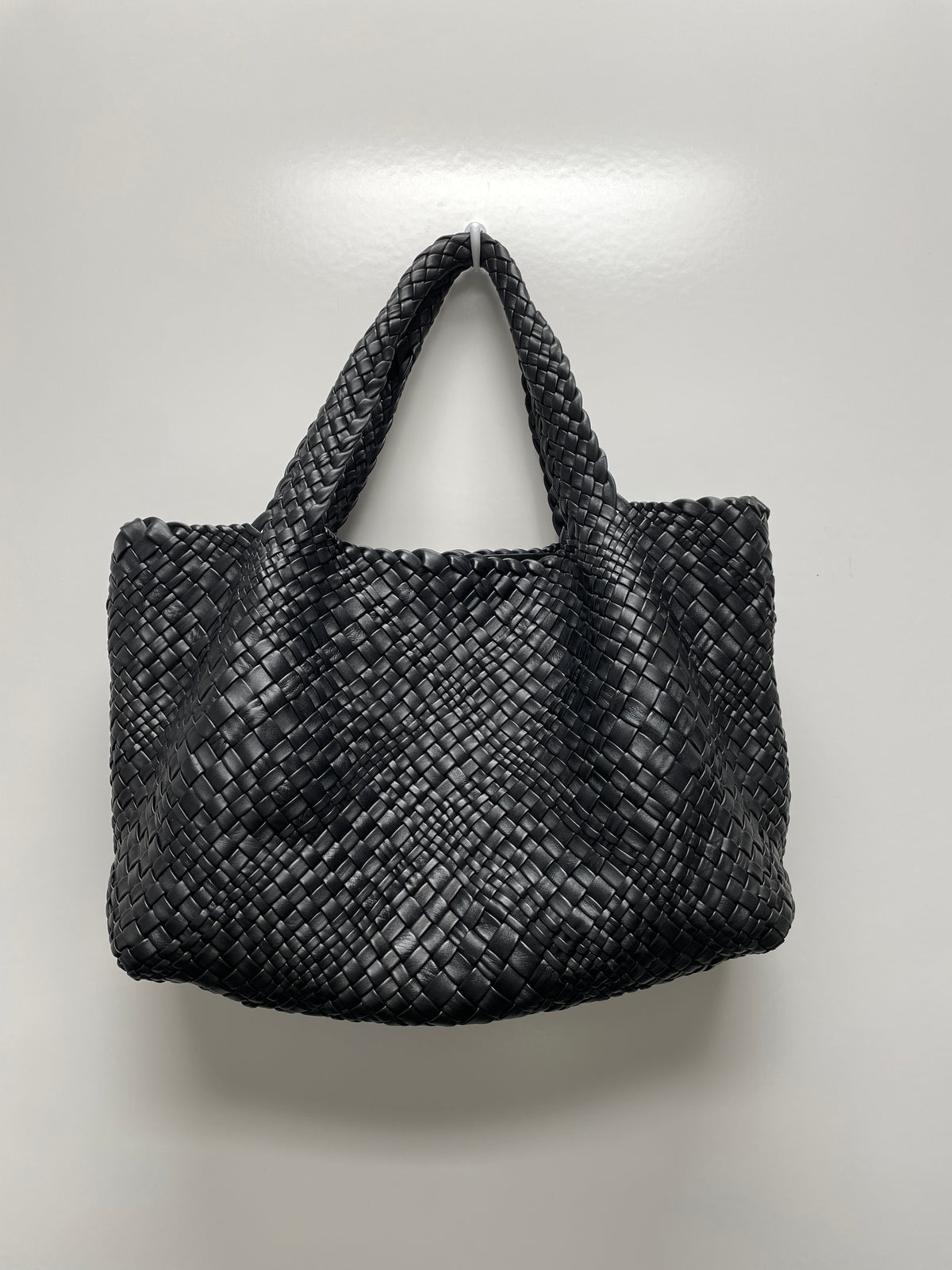 FALOR Handbag Black Italian Woven Leather Firenze