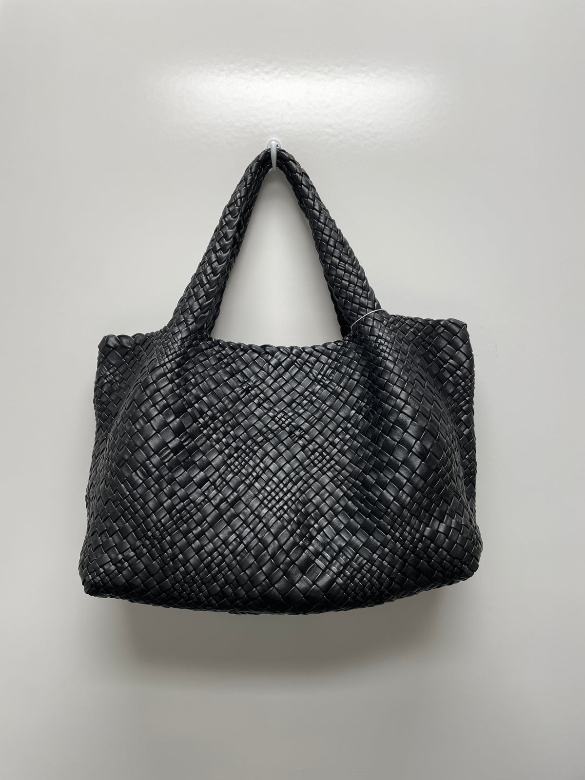 FALOR Handbag Black Italian Woven Leather Firenze