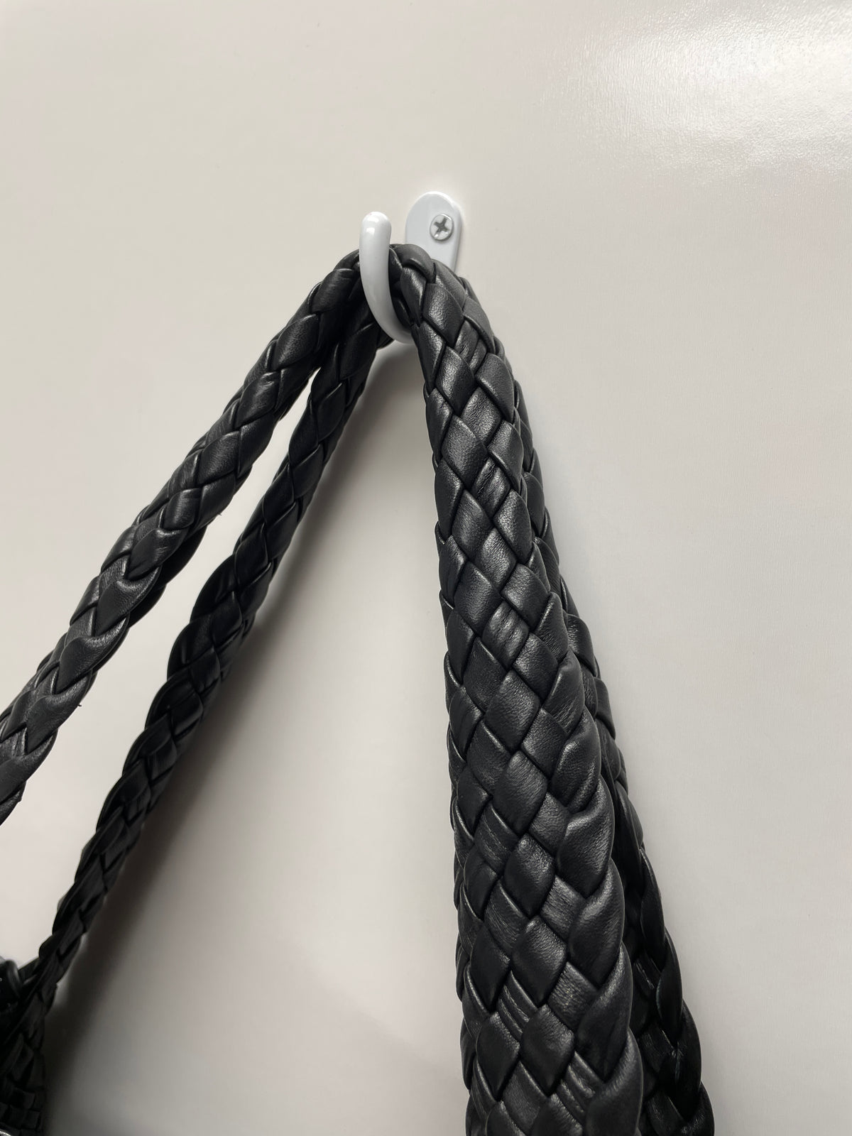 FALOR Handbag Black Italian Woven Leather Firenze