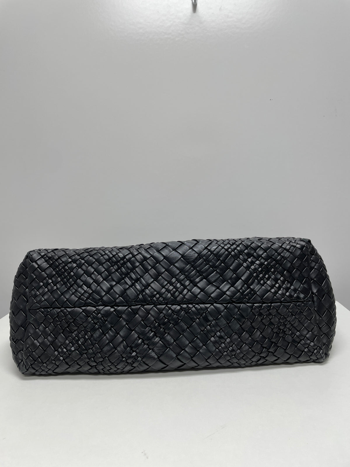 FALOR Handbag Black Italian Woven Leather Firenze