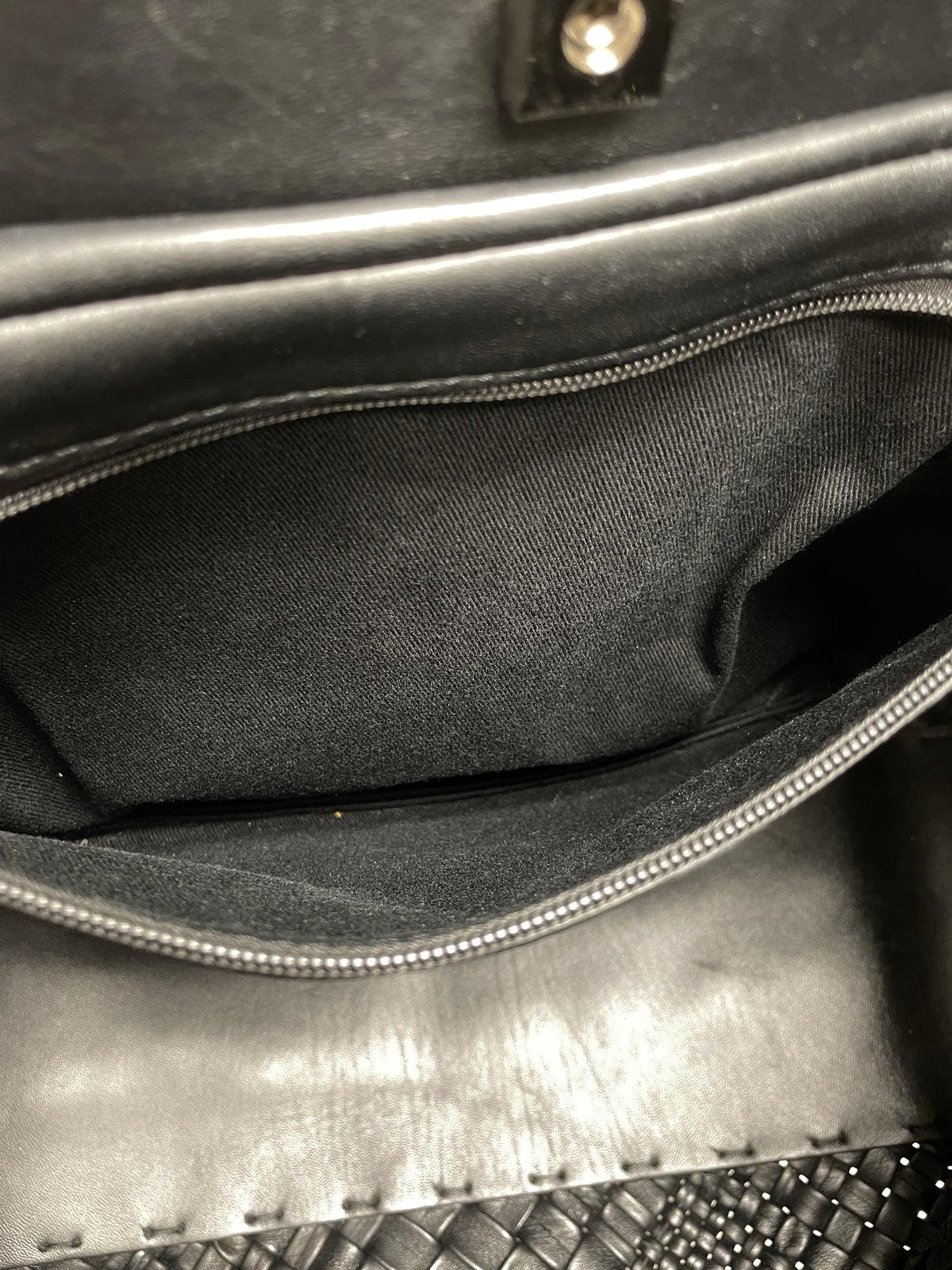 FALOR Handbag Black Italian Woven Leather Firenze