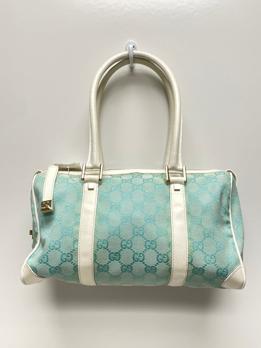 Gucci Handbag Aqua & White Mini Boston Bag