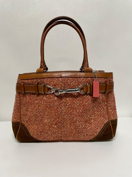 Coach Handbag Rose, Orange, & Brown Hampton Wool Tweed Suede 2007