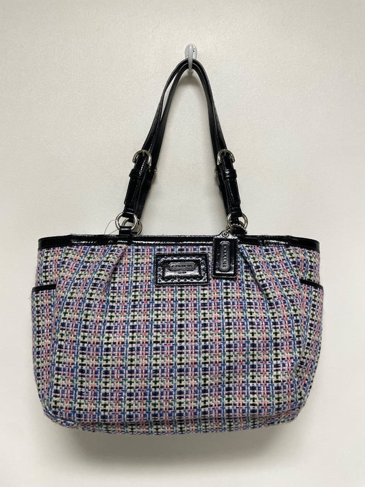 Coach Handbag Black, Pink & Purple Tweed Gallery Tote 2011 F17699