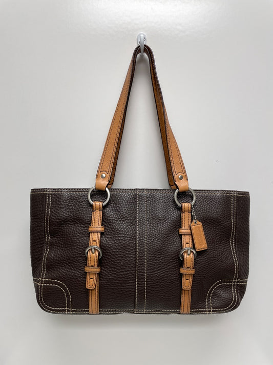 Coach Handbag Dark Brown & Tan Chelsea Y2K 2010 BuckleTote  F12339
