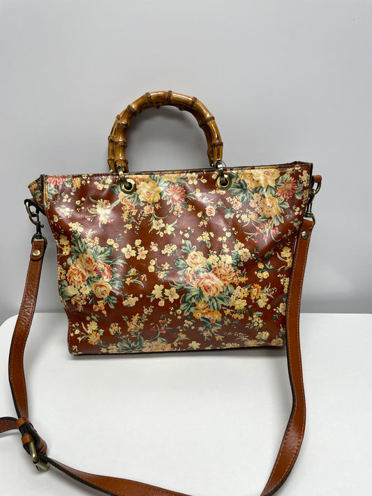 Patricia Nash Handbag Brown, Cream, & Green Zancona Tote Floral