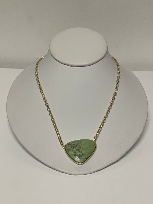 Kendra Scott Necklace Green & Gold Mckenna Pendant w/ Bag
