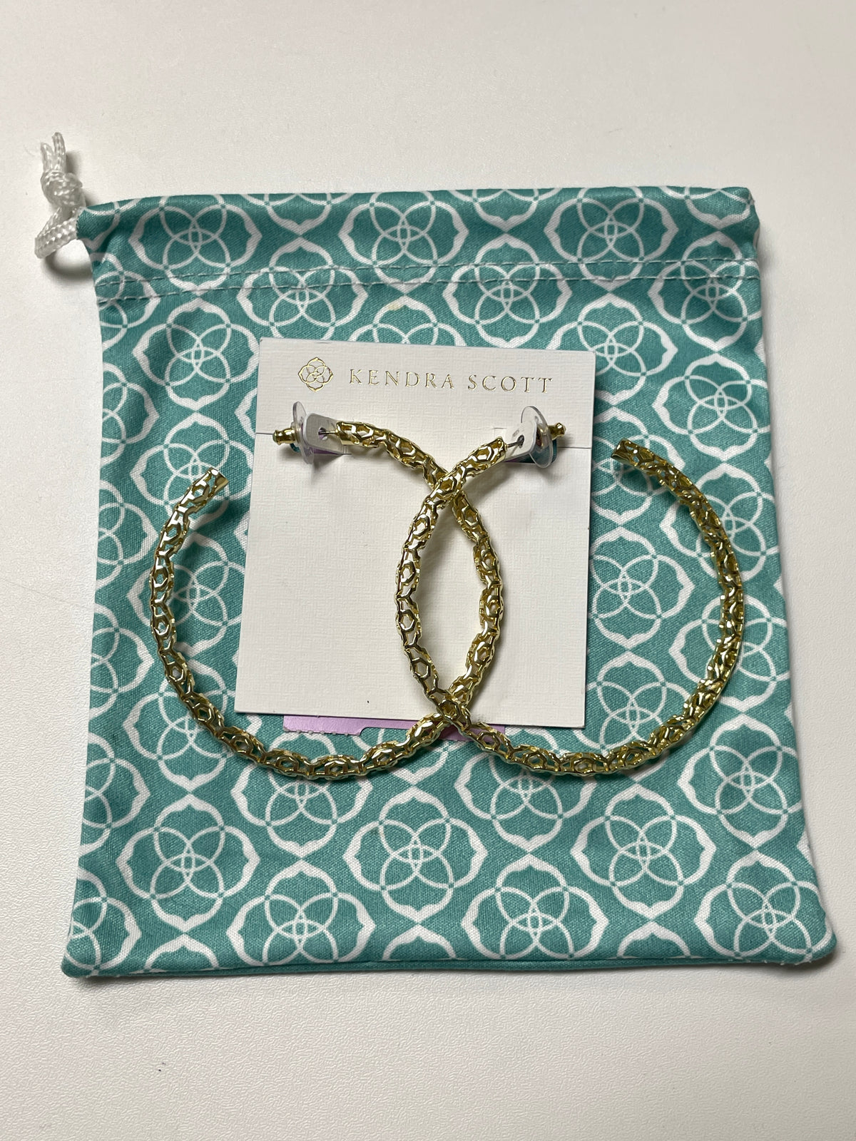 Kendra Scott Earrings Gold Maggie Hoop w/ Bag 2.5 in