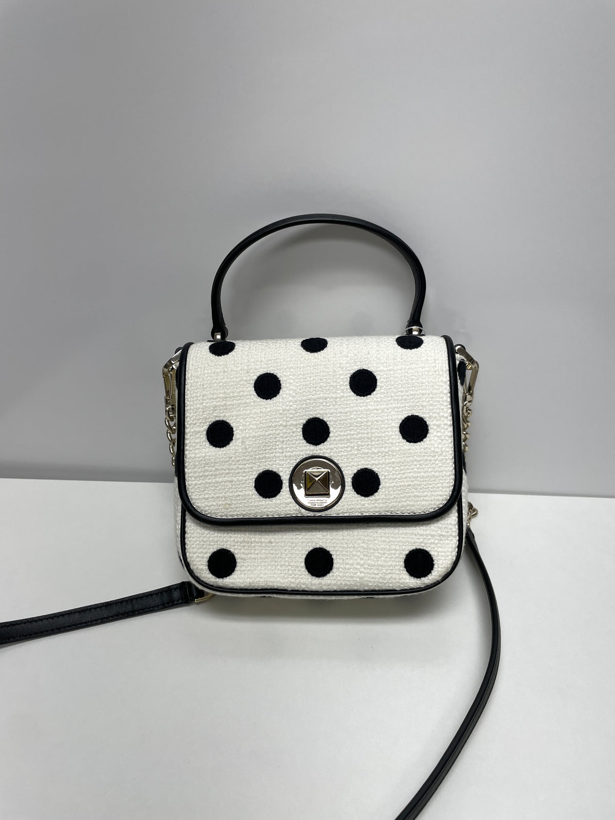 Kate Spade Crossbody Black & White Polka Dot Natalia Embroidered