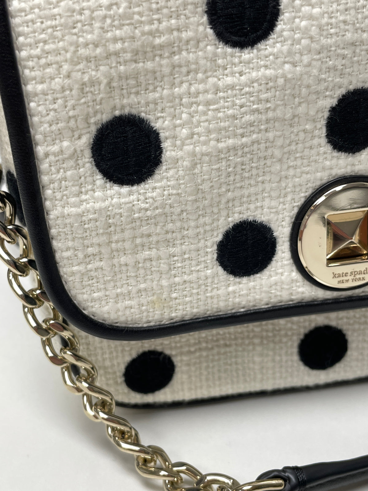 Kate Spade Crossbody Black & White Polka Dot Natalia Embroidered